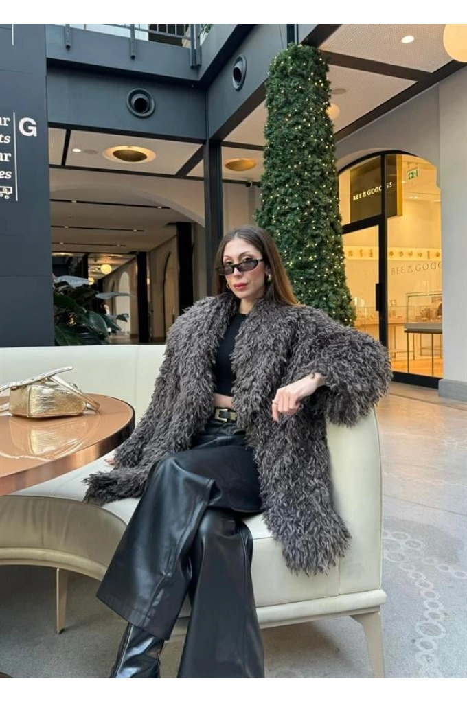 Delux Premium Kahve Astarlı Peluş Kürk