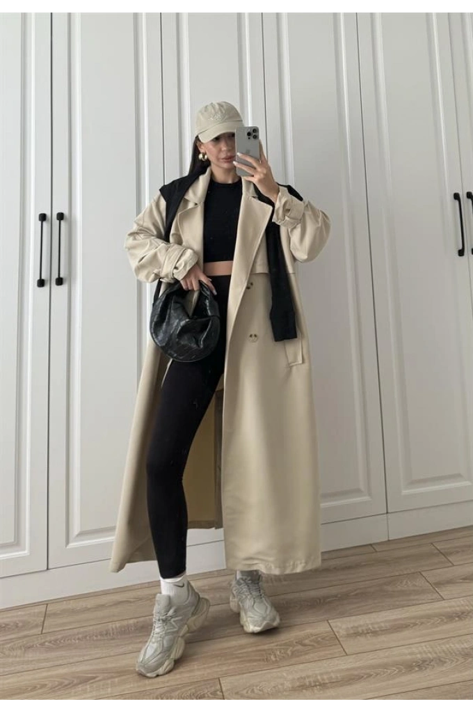 Ekstra Oversize Premium Taş Trençkot
