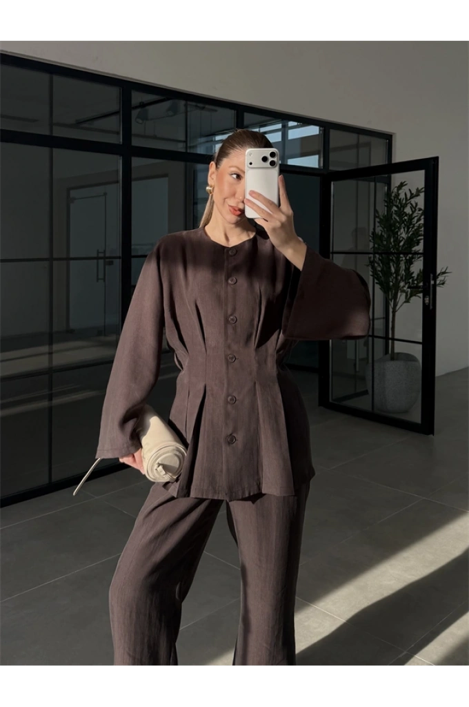 Hare Kuşaklı Kahve Pile Takım