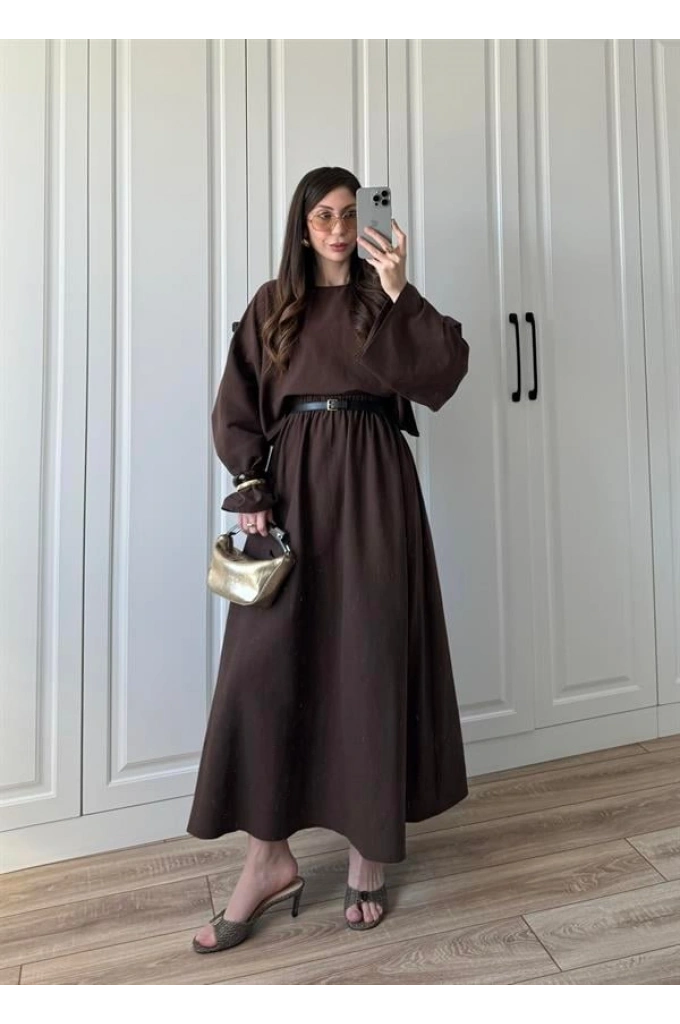 Hot Ham Keten Kahve Etekli Takım