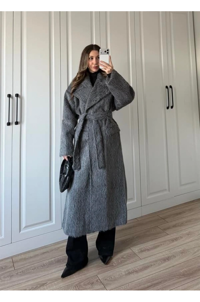 Kırçıllı Antrasit Kuşaklı Premium Kaban