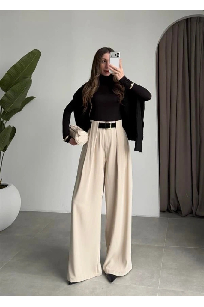 Köprü Detay Kemerli Taş Palazzo Pantolon