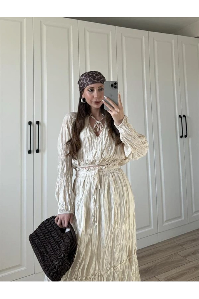 Kraş Kumaş Taş Etekli Takım