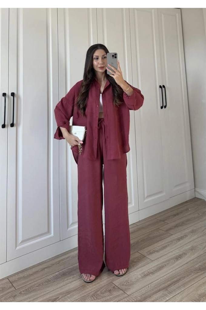 Labu Tensel Oversize Basic Bordo Takım