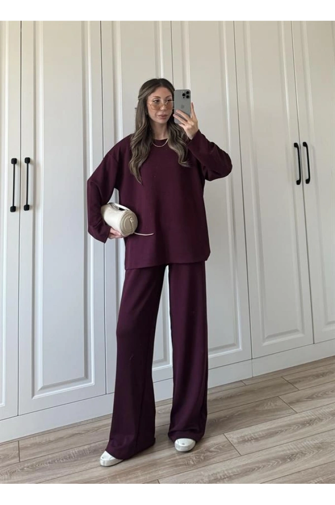 Liza Oysh Kumaş Basic Bordo Takım