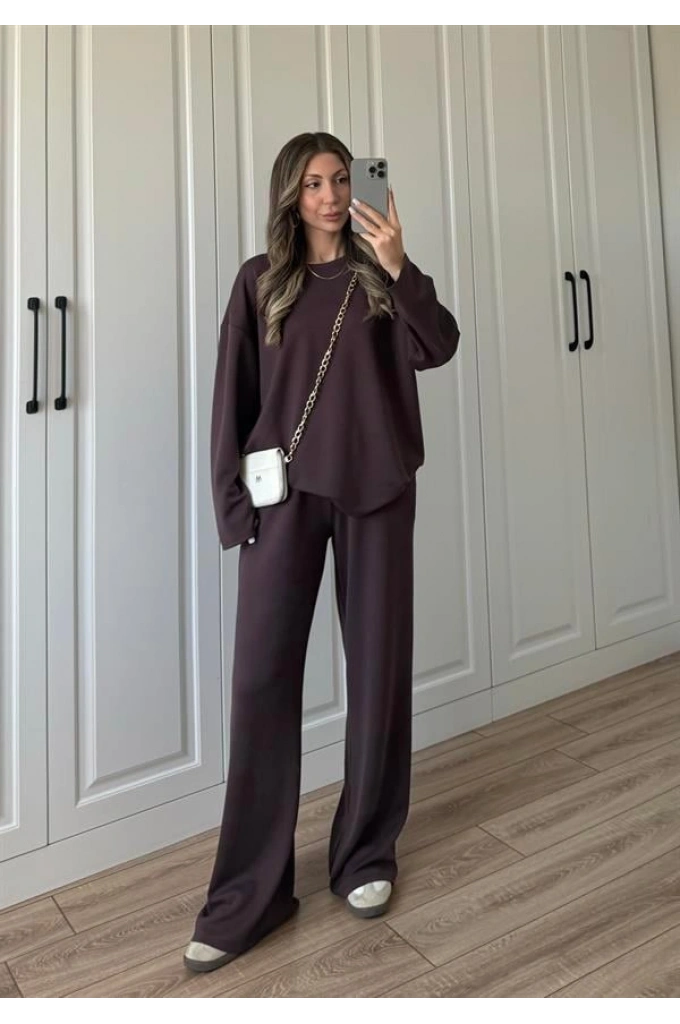 Liza Oysh Kumaş Basic Kahve Takım