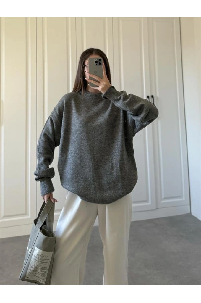 Mari Oversize Basic Antrasit Kazak