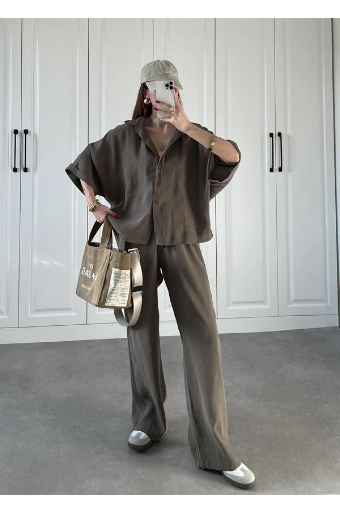 Mari Tensel Haki Gömlek Takım