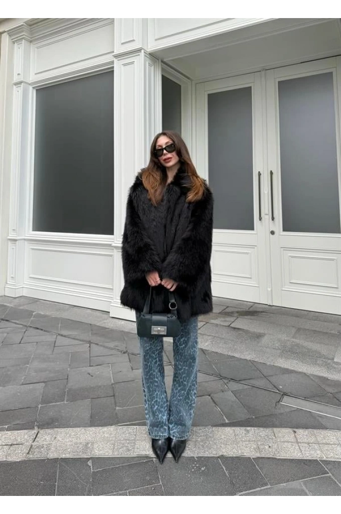 Mavi Leopar Ekstra Yüksekbel Palazzo Jean