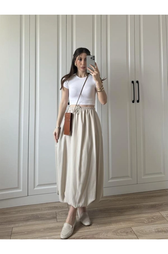 Maxi Astarlı Taş Balon Etek