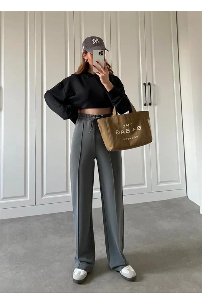 Modal Kumaş Çımalı Antrasit Eşofman