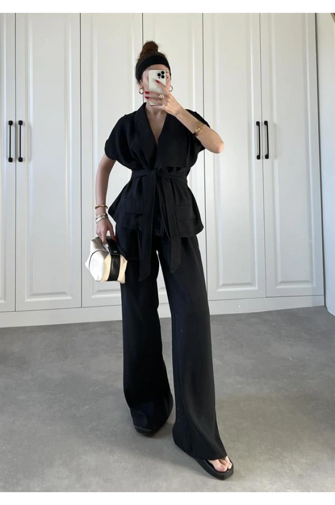 Otd Tasarım Siyah Tensel Yelek Takım