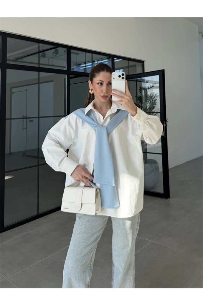 Oysh Mavi Garnili Gömlek