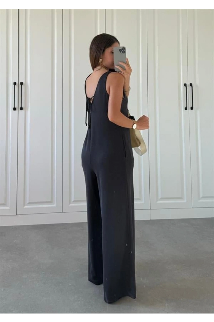 Oysh Modal Kumaş Basic V Yaka Antrasit Tulum