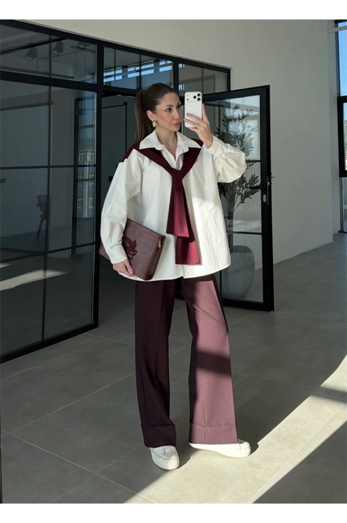 Oysh Mürdüm Garnili Gömlek