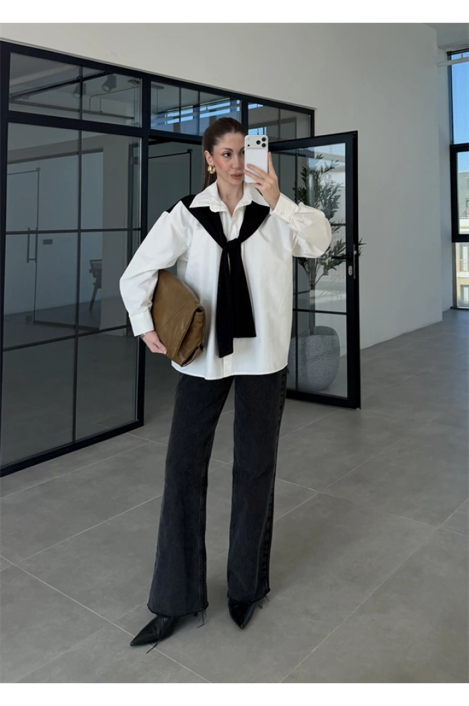 Oysh Siyah Garnili Gömlek