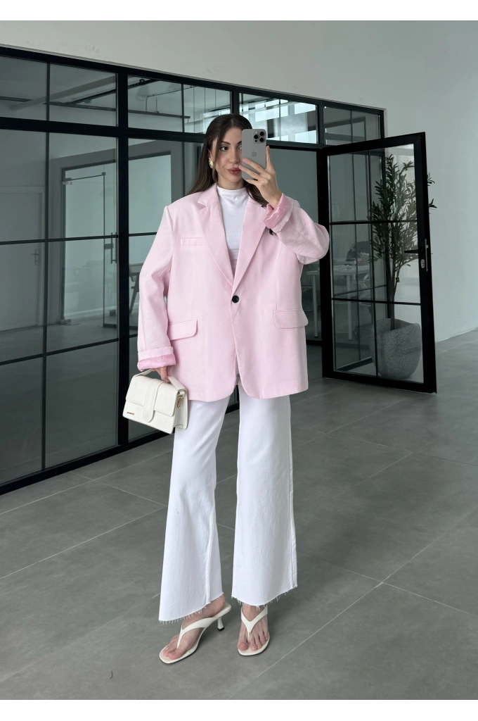 Perla Premium Tensel Pembe Ceket