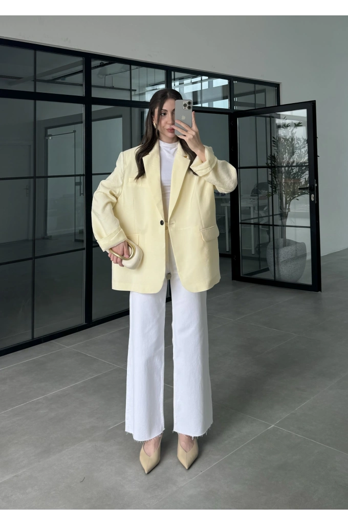 Perla Premium Tensel Sarı Ceket