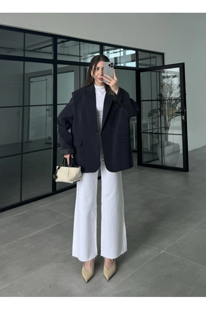 Perla Premium Tensel Siyah Ceket