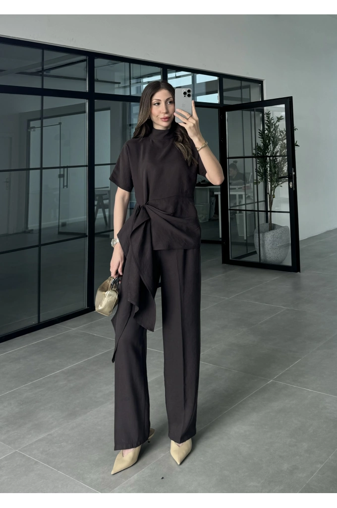Pile Detaylı Premium Kahve Takım