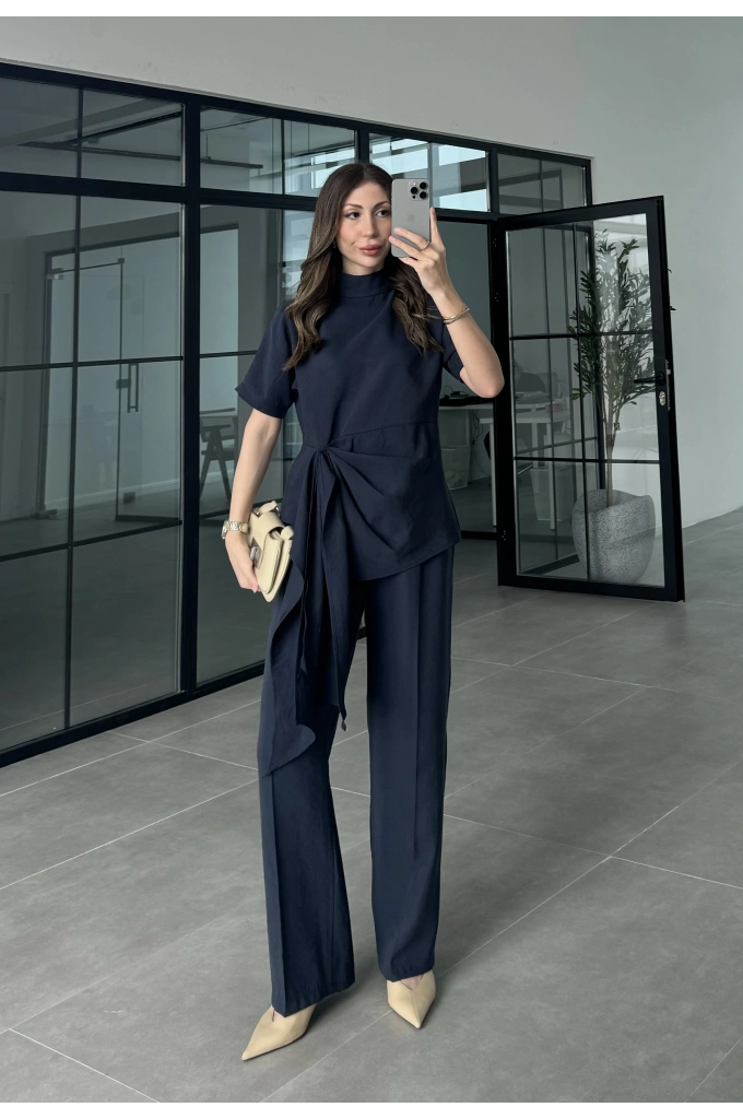 Pile Detaylı Premium Lacivert Takım