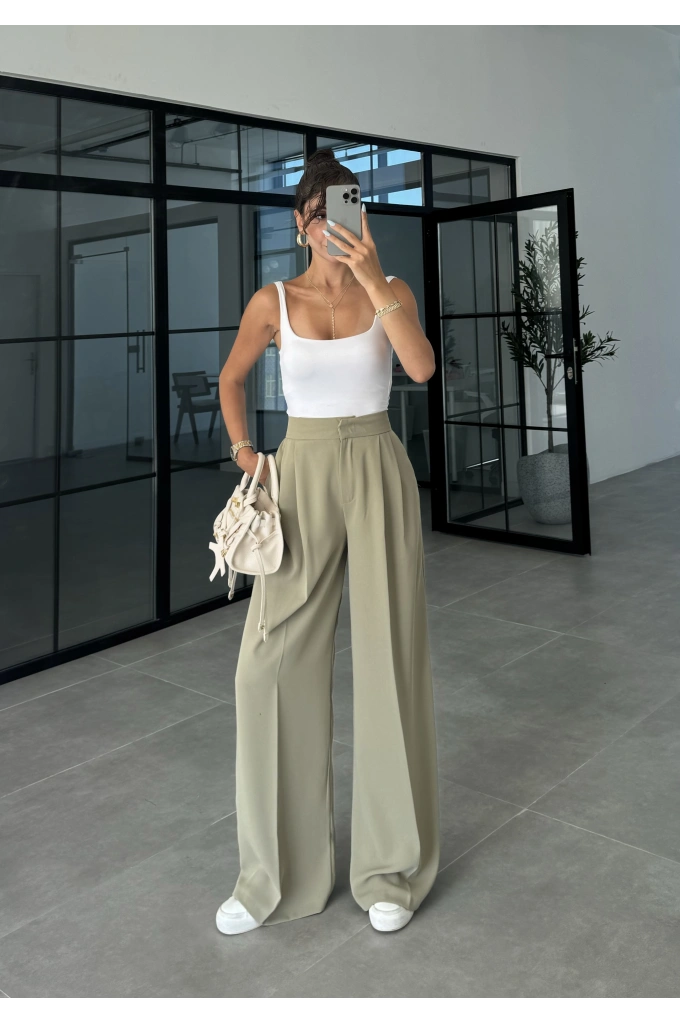 Pinterest Basic Palazzo Kumaş Mint Pantolon