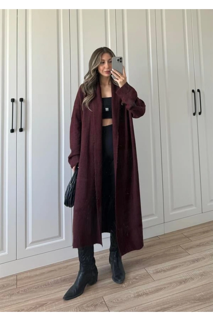 Pinterest Bordo Uzun Triko Hırka