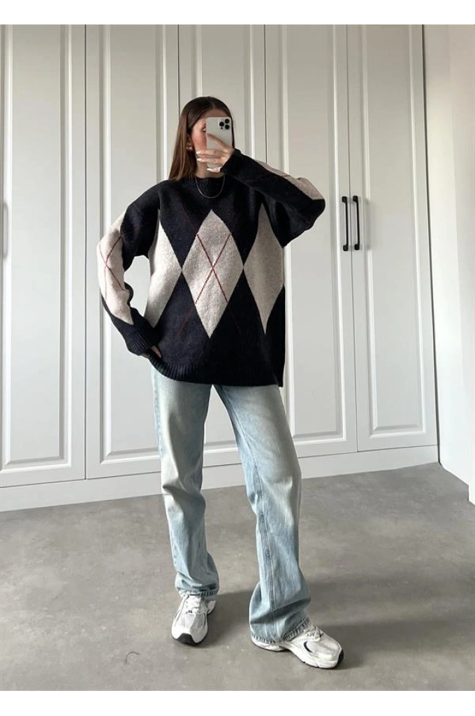 Pinterest Lacivert Baklava Desen Kazak