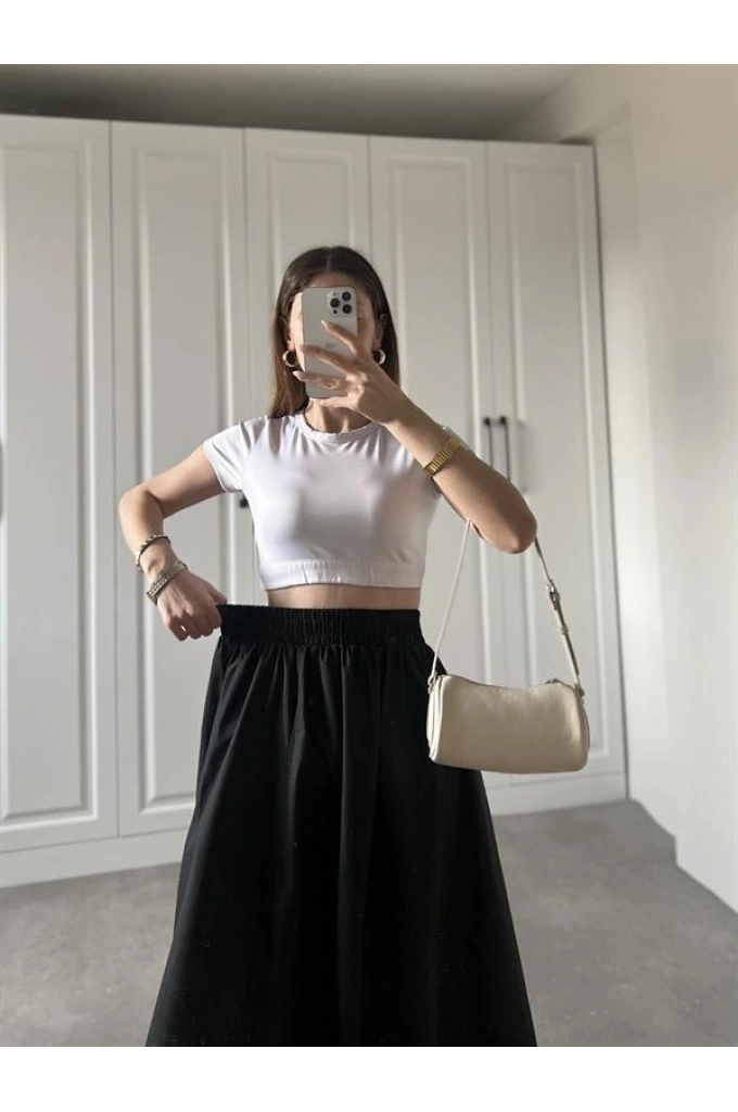 Poplin Kumaş Premium Siyah Etek