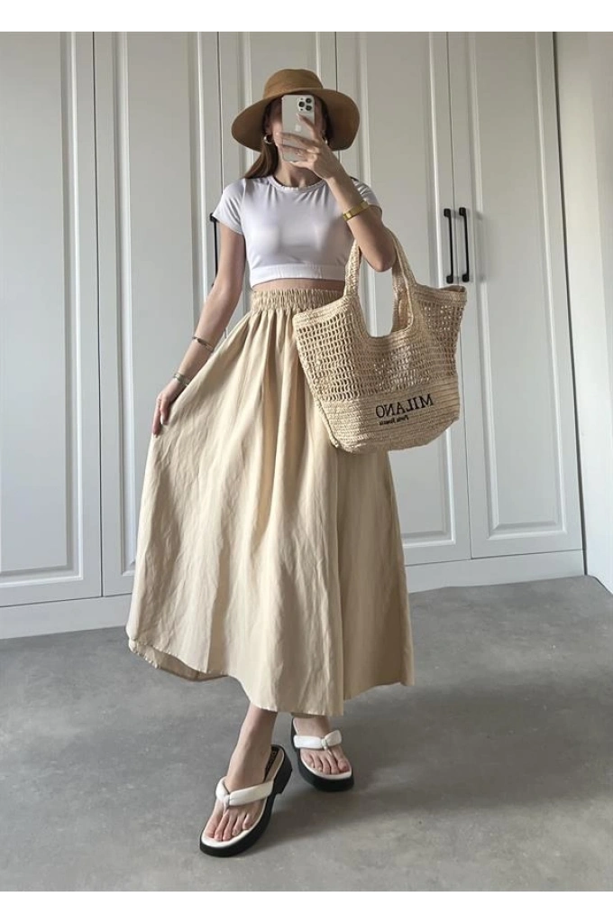 Poplin Kumaş Premium Taş Etek