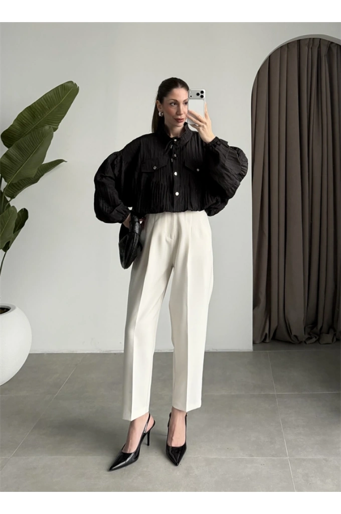 Premium Krinkıl Siyah Ceket