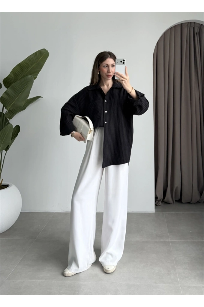 Premium Kumaş Ola Siyah Gömlek