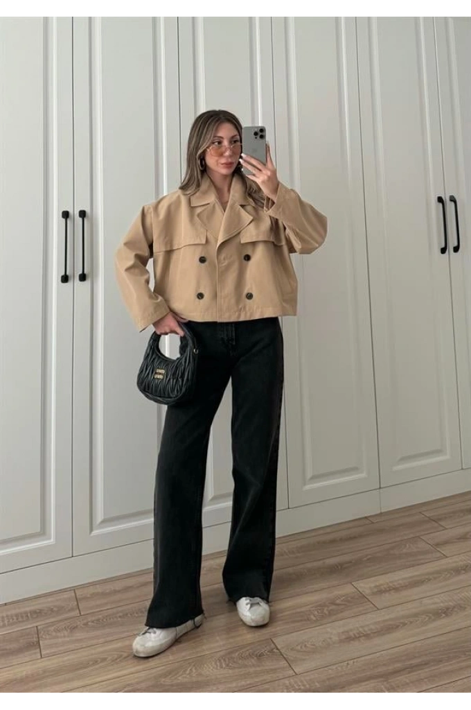 Riva Zr Model Kısa Bej Trençkot