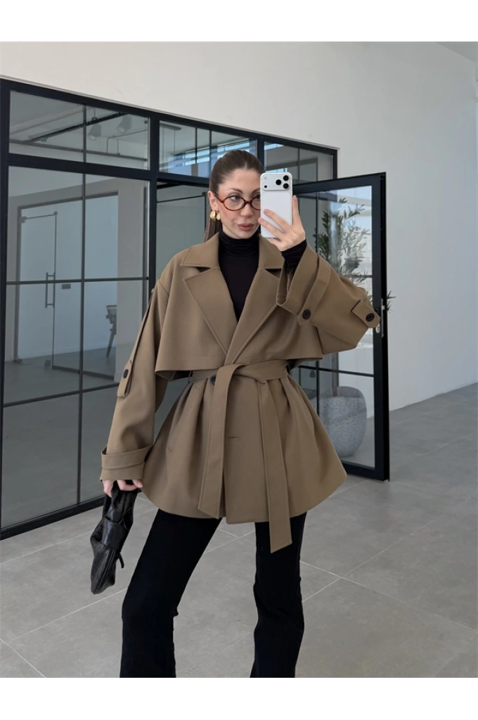 Rose Oversize Kuşaklı Karamel Trençkot