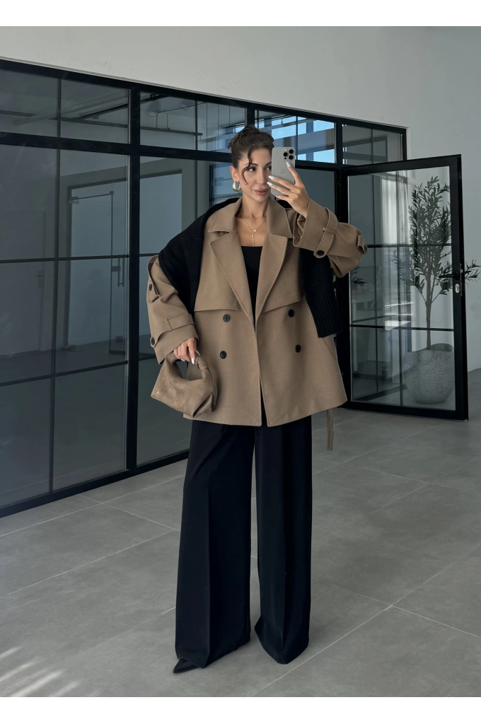 Rose Oversize Kuşaklı Karamel Trençkot