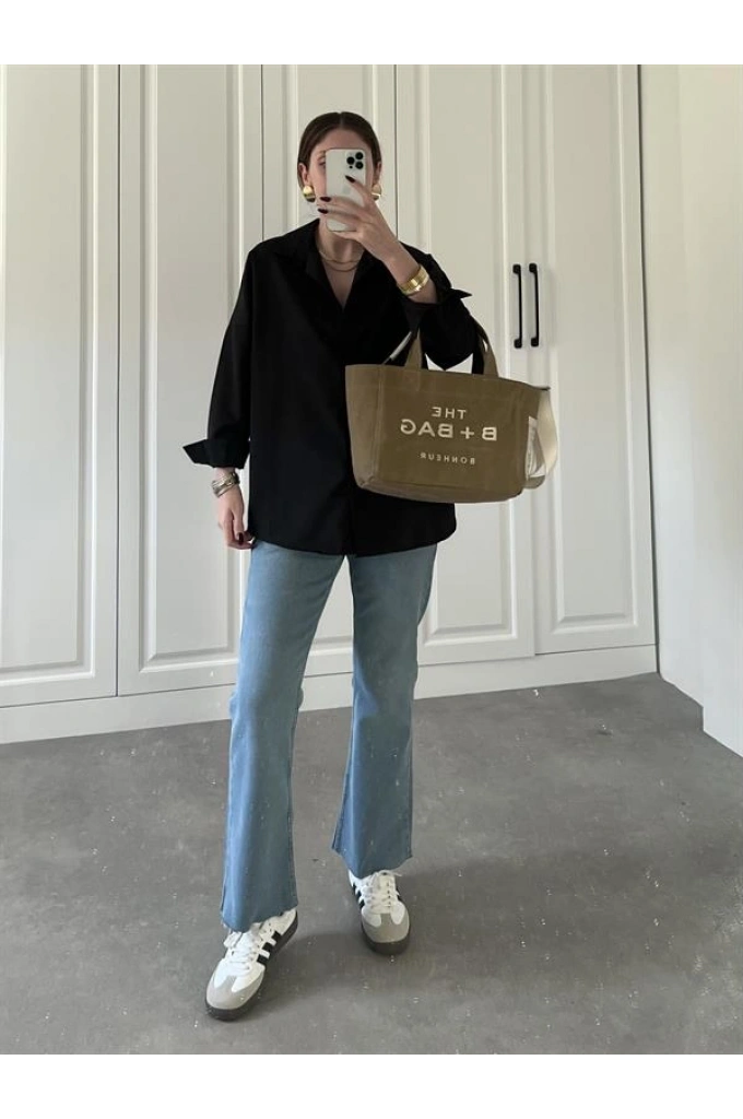 Siyah Basic Poplin Gömlek