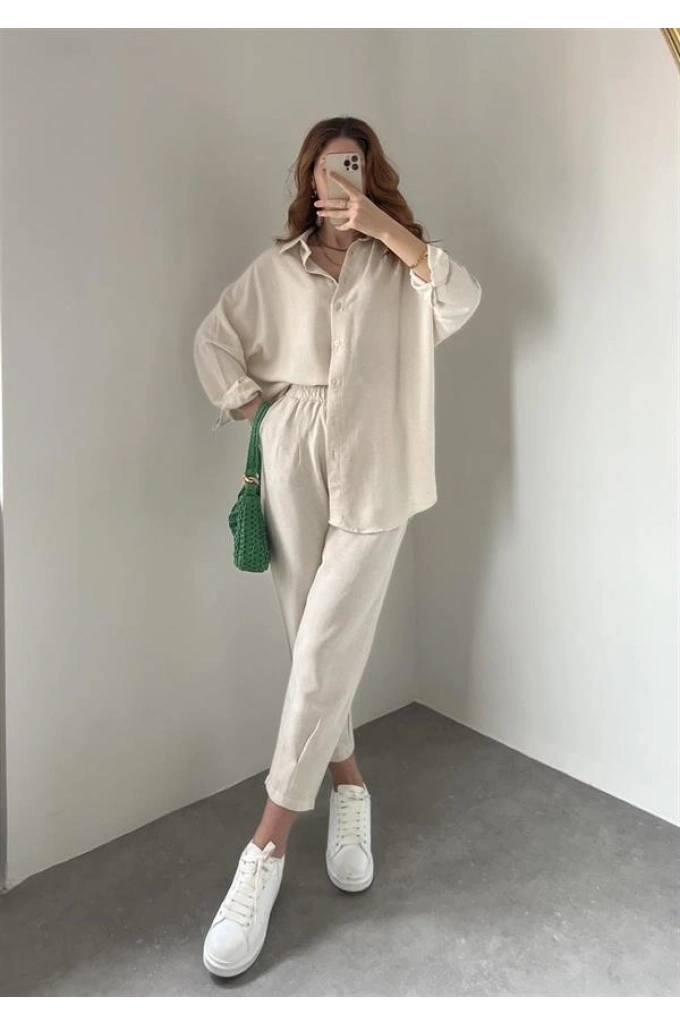 Taş Keten Jogger Takım