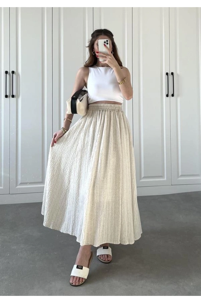 Taş Krinkıl Gofre Astarlı Etek