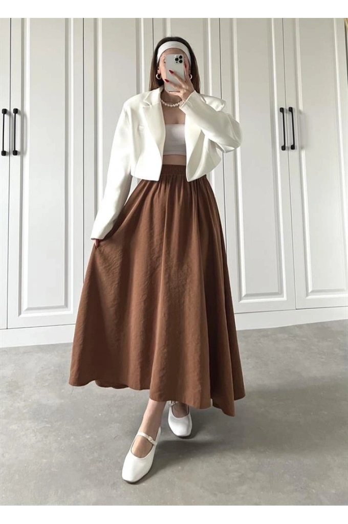 Tensel Beli Lastikli Kiremit Renk Kilos Etek