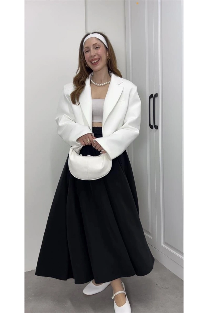 Tensel Beli Lastikli Siyah Kilos Etek