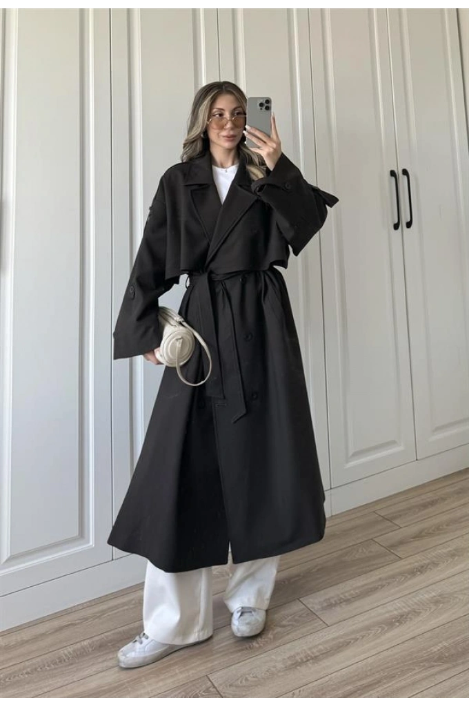 Voi Premium Yüksek Kalite Astarlı Acı Kahve Trençkot