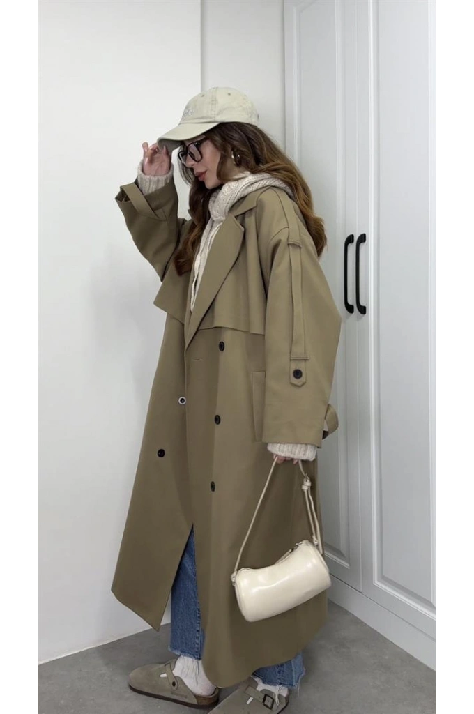 Voi Premium Yüksek Kalite Astarlı Karamel Trençkot