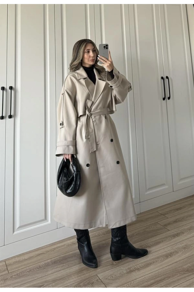 Voi Premium Yüksek Kalite Astarlı Taş Trençkot