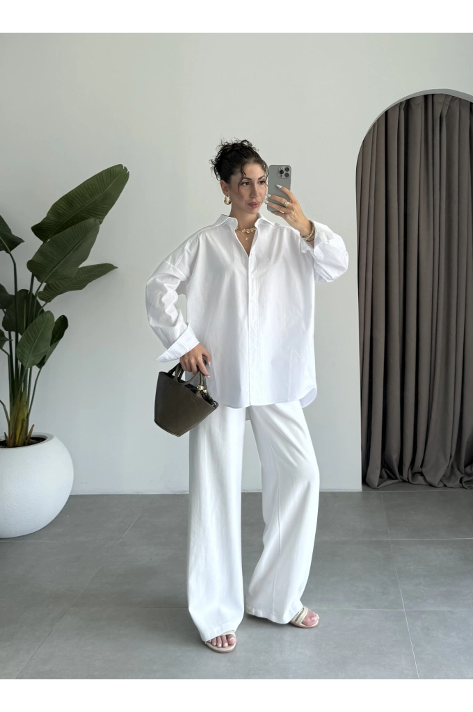 Yale Oversize Poplin Beyaz Gömlek