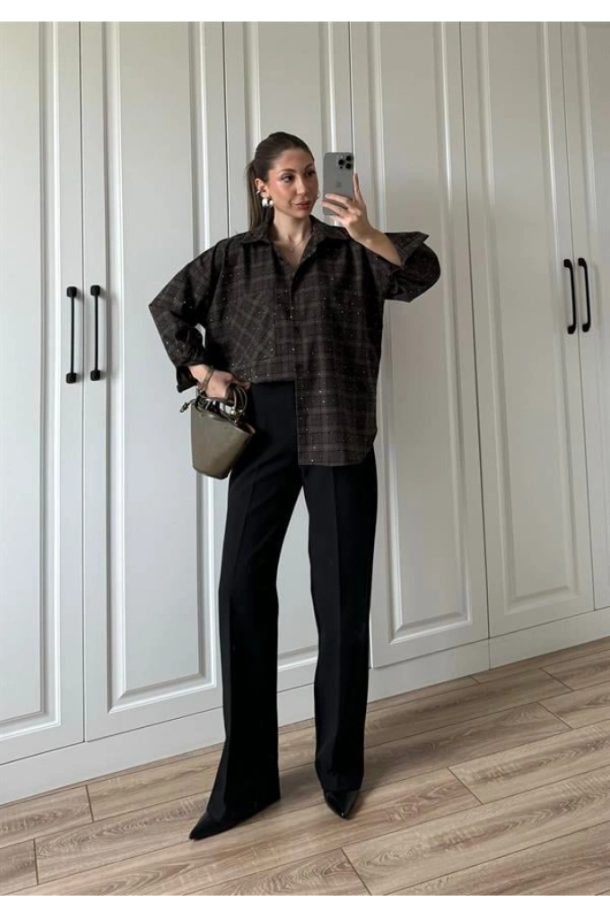 Yüksekbel Palazzo Siyah Kumaş Pantolon