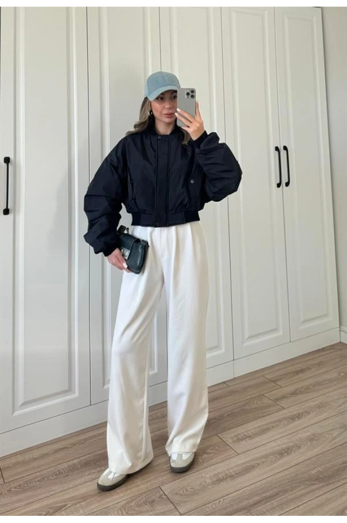 Zr Model. Astarlı Lacivert Bomber Ceket