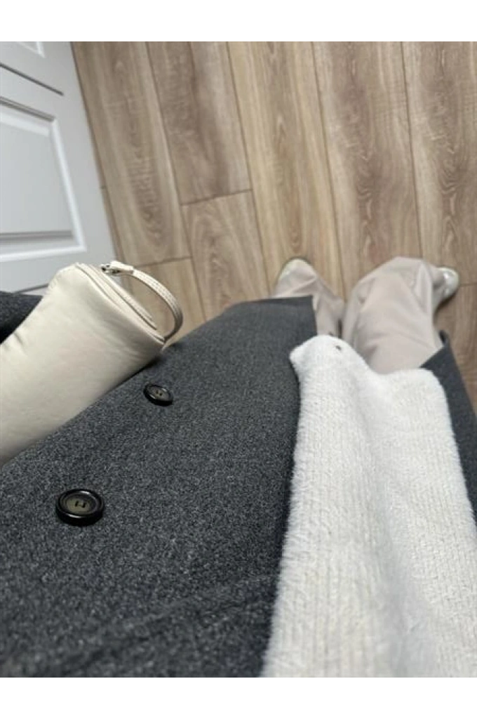 Zr Model Oversize Antrasit Kaşe Kaban