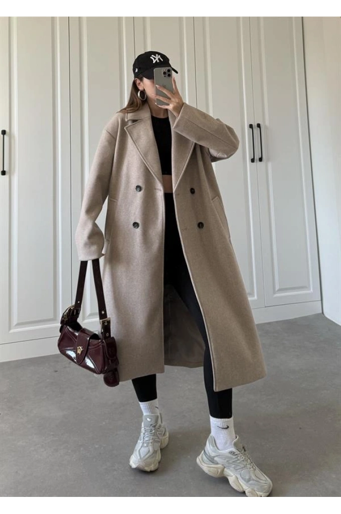 ZR Model Oversize Vizon Kaşe Kaban