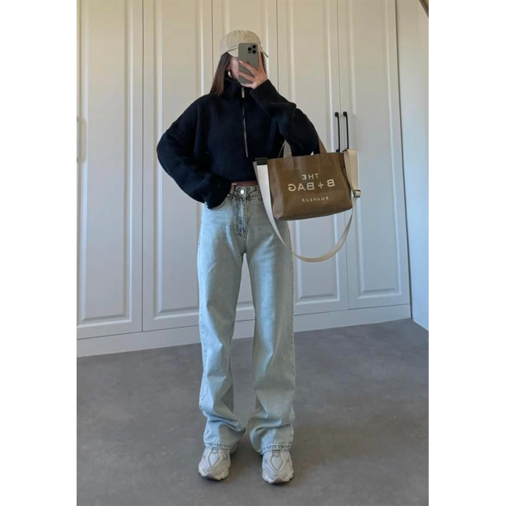 Açık Mavi Yüksekbel Palazzo Jean