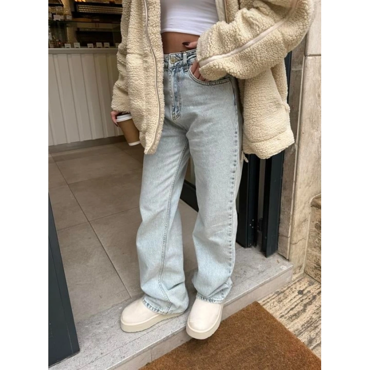 Açık Mavi Yüksekbel Palazzo Jean